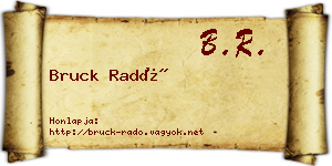 Bruck Radó névjegykártya